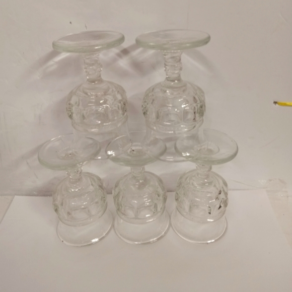 5Vintage Indian Clear Glass Kings Crown 3D Thumbprint